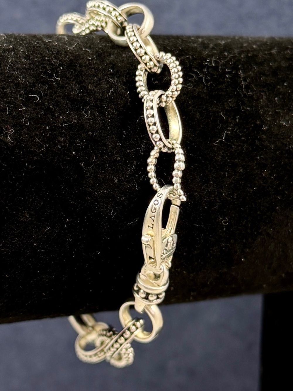 LAGOS Sterling Silver Caviar Bead Link Popcorn Beaded Dot Bracelet; 7.5” - Picture 5 of 13